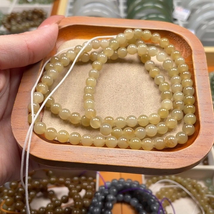 和田玉珠串6mm未镶嵌