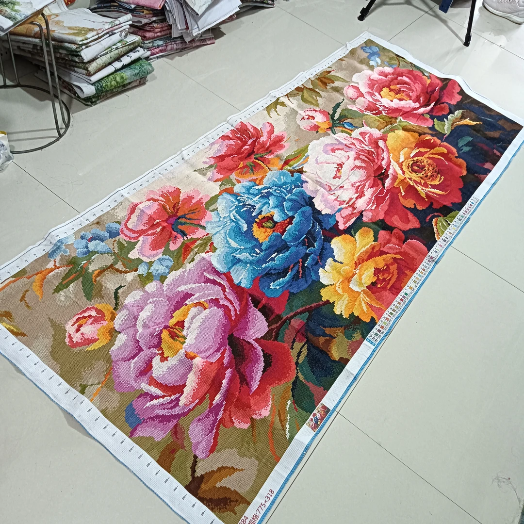 纯手工绣好的十字绣成品花开富贵牡丹姹紫嫣红新款满绣装饰画出售