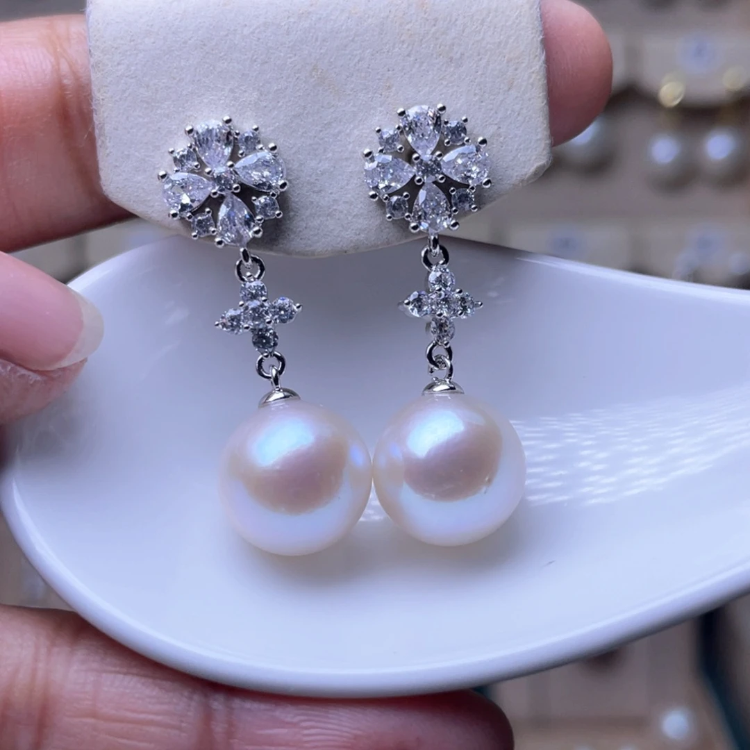 银S925镶嵌两颗裸珠淡水珍珠