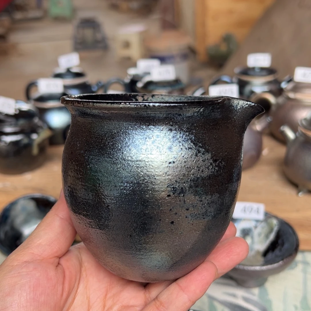 壶建水紫陶紫泥柴烧公道杯