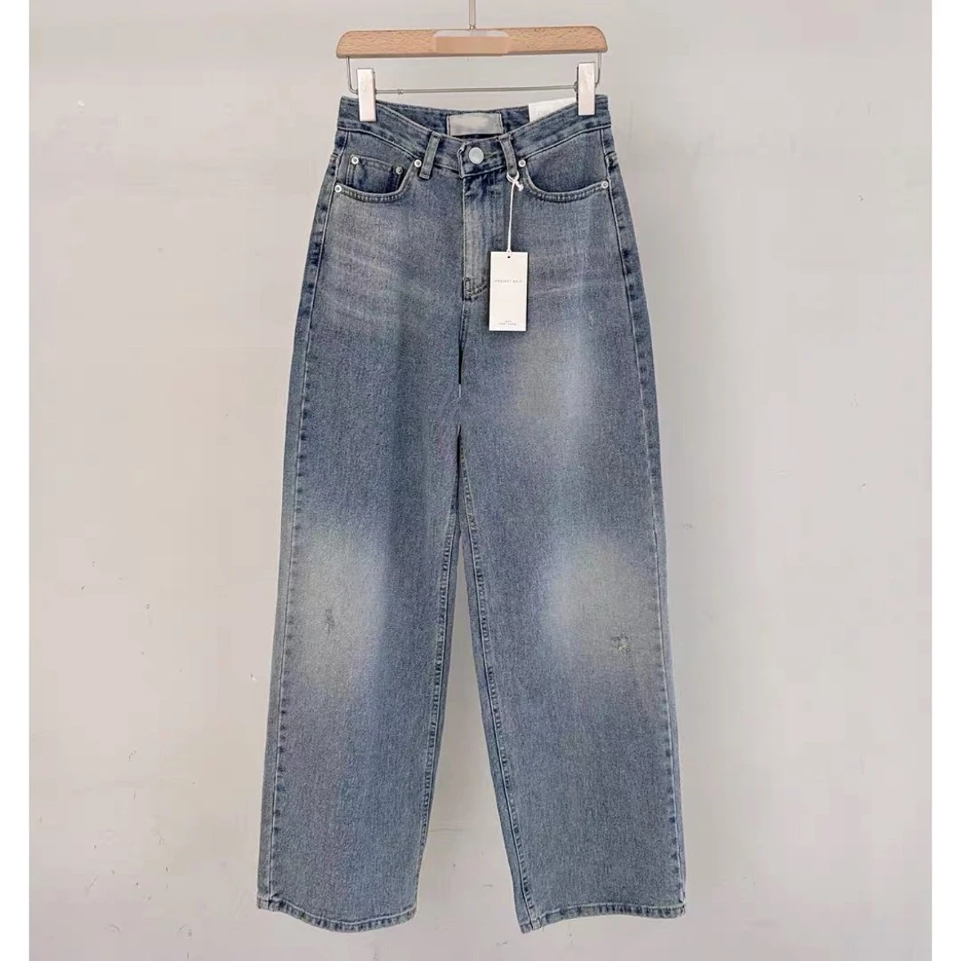 YIYI  2025春夏时尚新品  韩版时尚高腰宽松牛仔直筒拖地裤