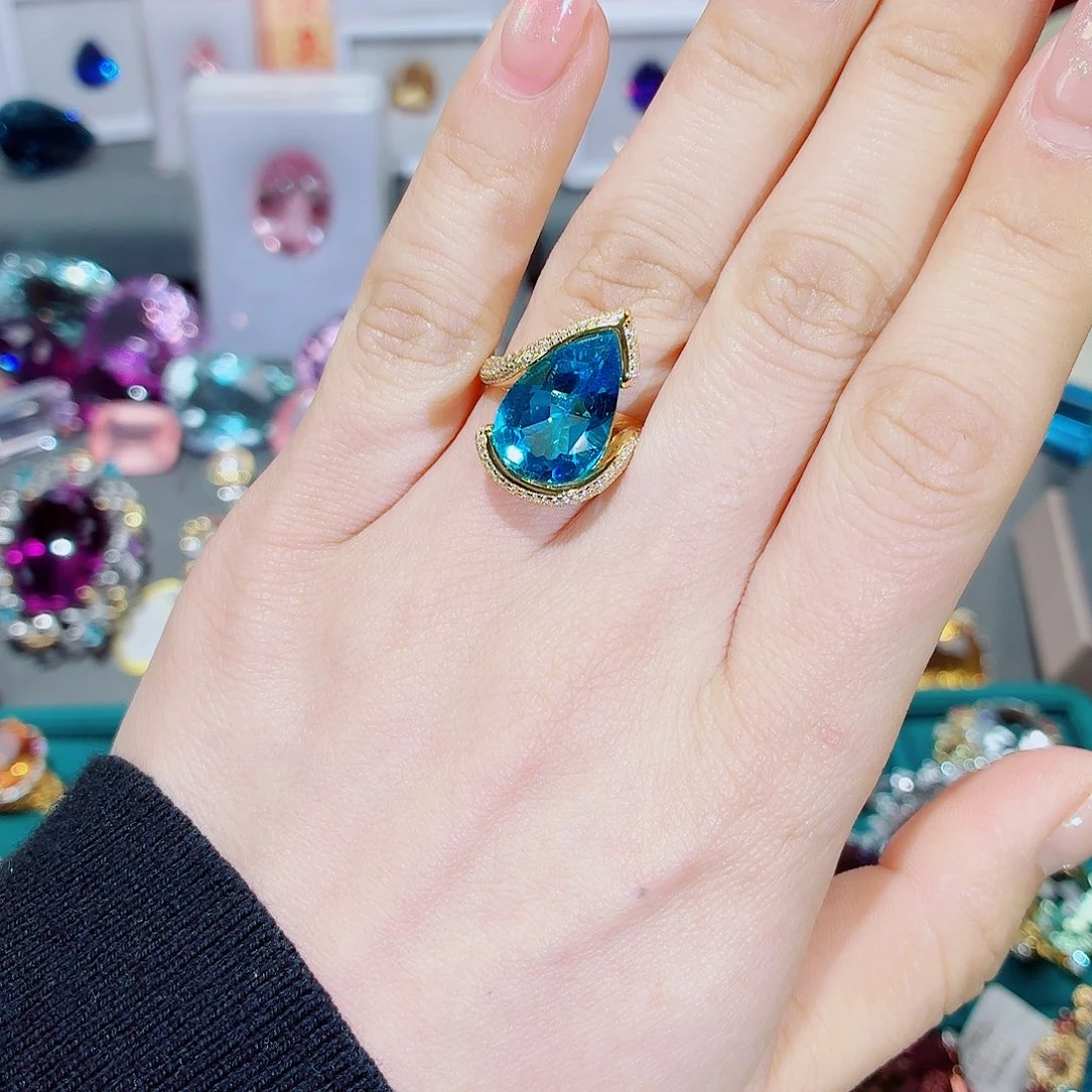 托帕石银S925镶嵌戒指戒指