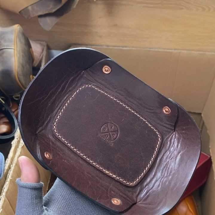 头层牛皮大号托盘