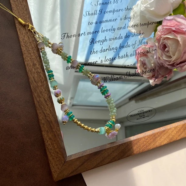 2793粉绿小花小众原创手机链