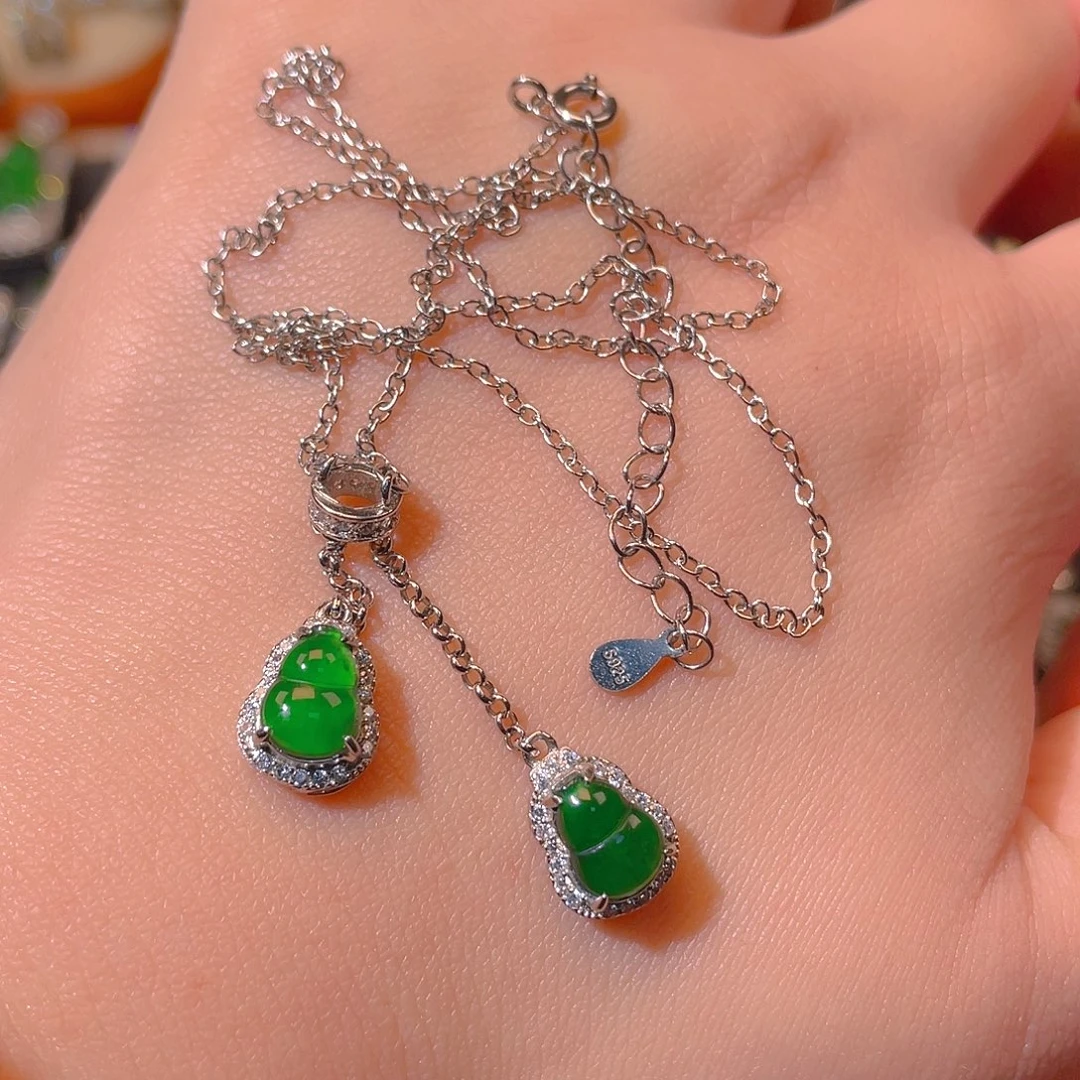 翡翠银S925镶嵌吊坠(不含链)