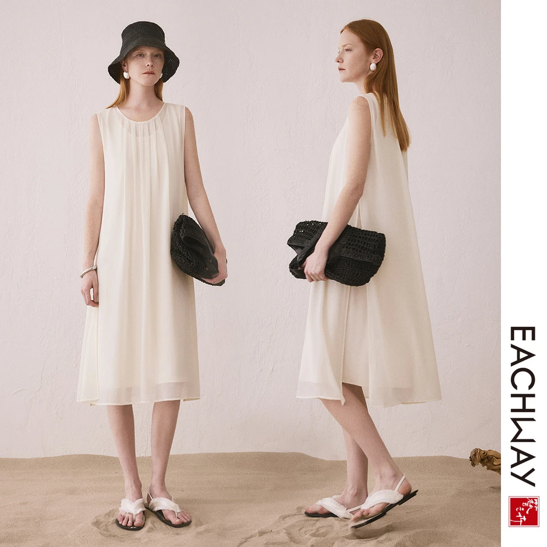 艺之卉【含醋酸】白月光无袖连衣裙2025夏季智感极简主义背心裙女