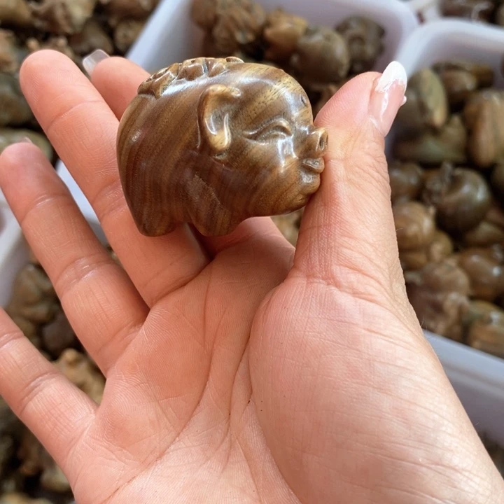 木大*绿檀猪把件手把