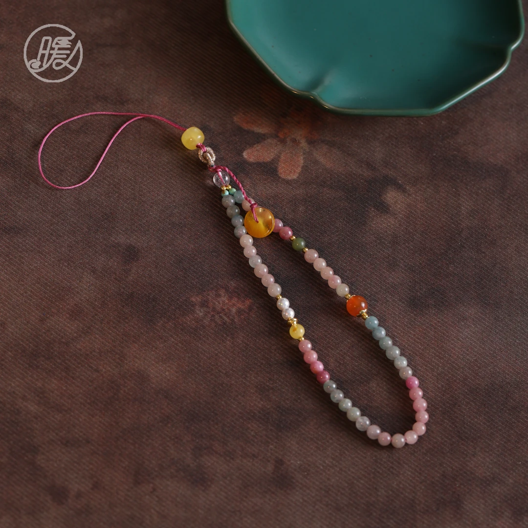 天然碧玺挂件4mm搭配平安扣配件手机挂Z6369多样性发一