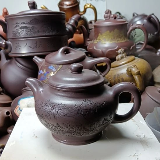 茶壶紫砂宜兴原矿天青顾氏紫砂壶350CC宗紫砂