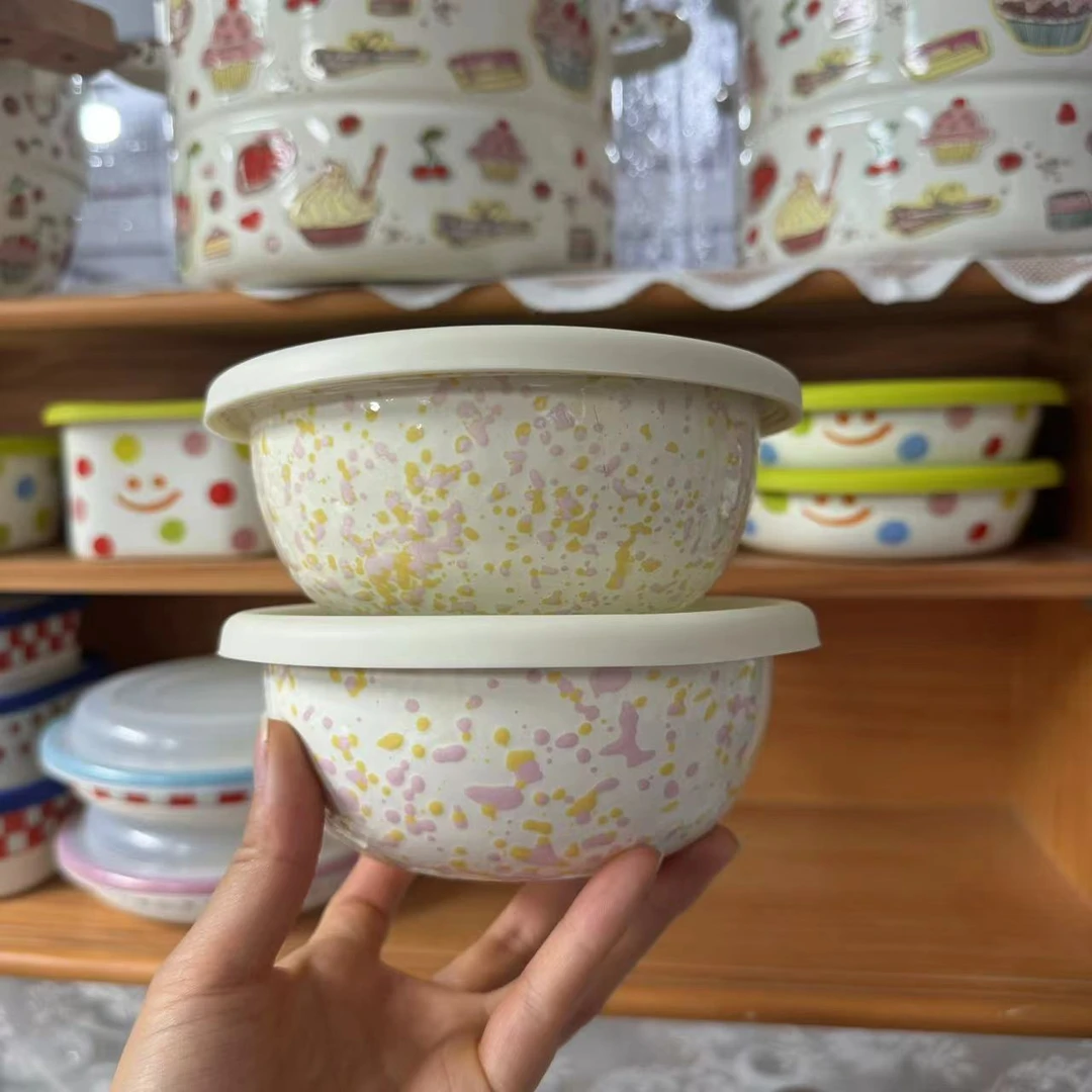 【拍一发二】 出韩国 大号内外泼墨 甜品沙拉碗 燕麦碗酸奶碗带盖子