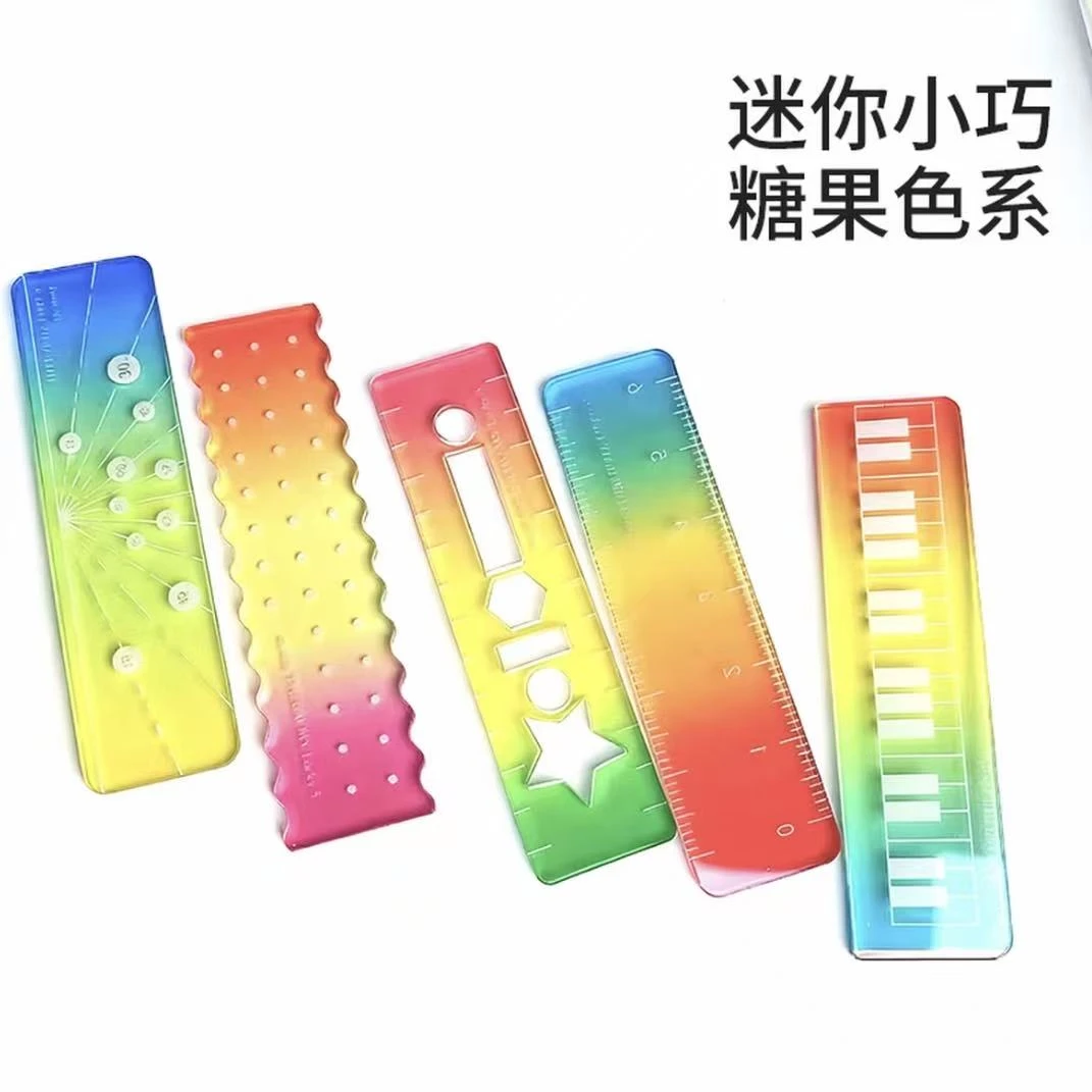 【到手5个】称心如意掌心尺糖果色家用透明色波浪直尺学习手帐用品