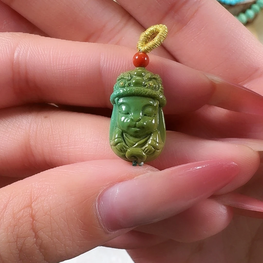 绿松石未镶嵌吊坠(不含链)醒狮少年