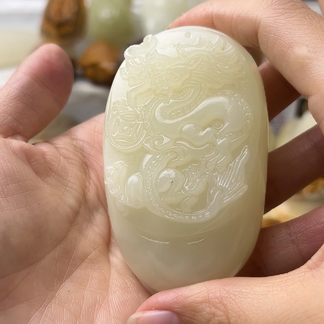石材方解石手把摆件不退换龙微瑕