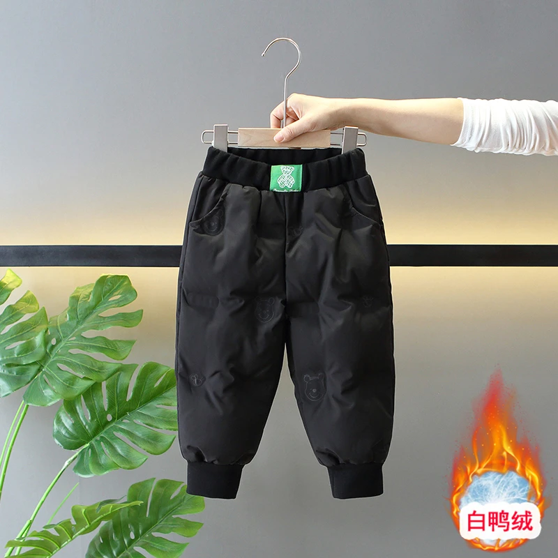 儿童羽绒裤白鸭绒男女童冬装棉裤加厚一条过冬宝宝东北外穿裤子潮