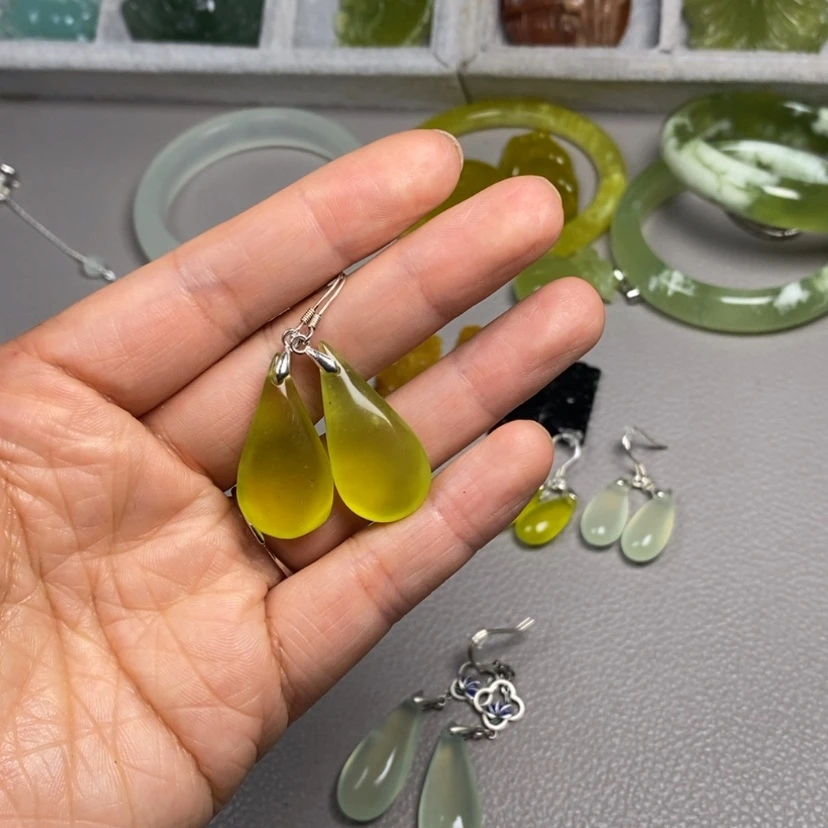 【闪购商品】蛇纹石玉未镶嵌挂件耳饰耳环项链