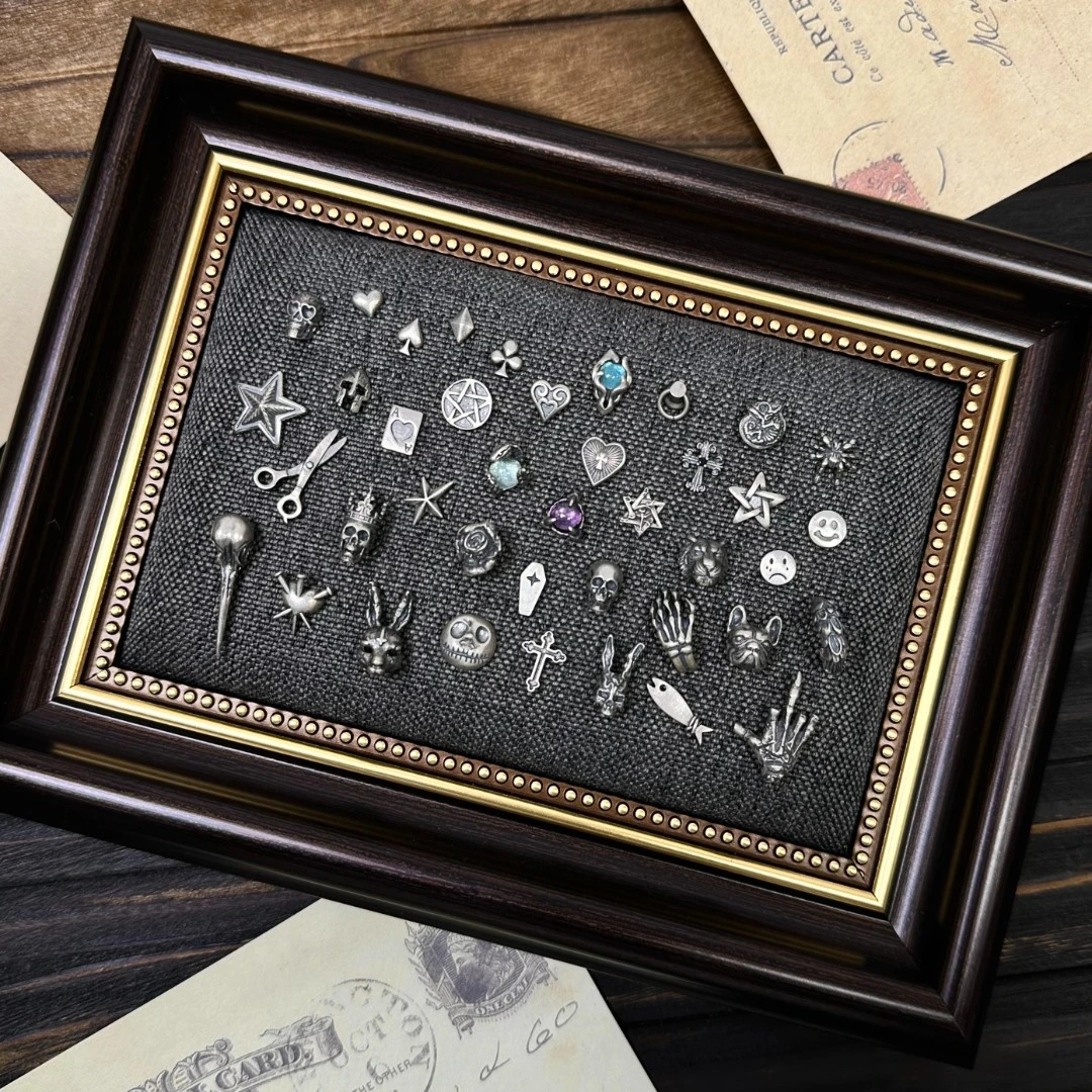 925银耳饰 单个！！！纯银做旧复古多造型暗黑风个性耳钉