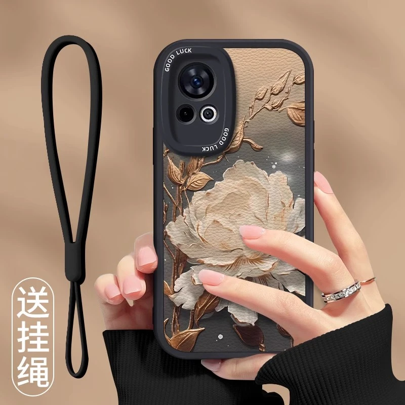 望舒金莲适用华为nova14手机壳硅胶小羊皮防摔网红女款创意高级感