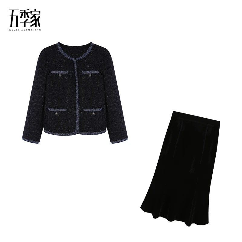 【五季家大码】冬季高级藏青色羽绒外套ZL114150+ ZL113889 半裙