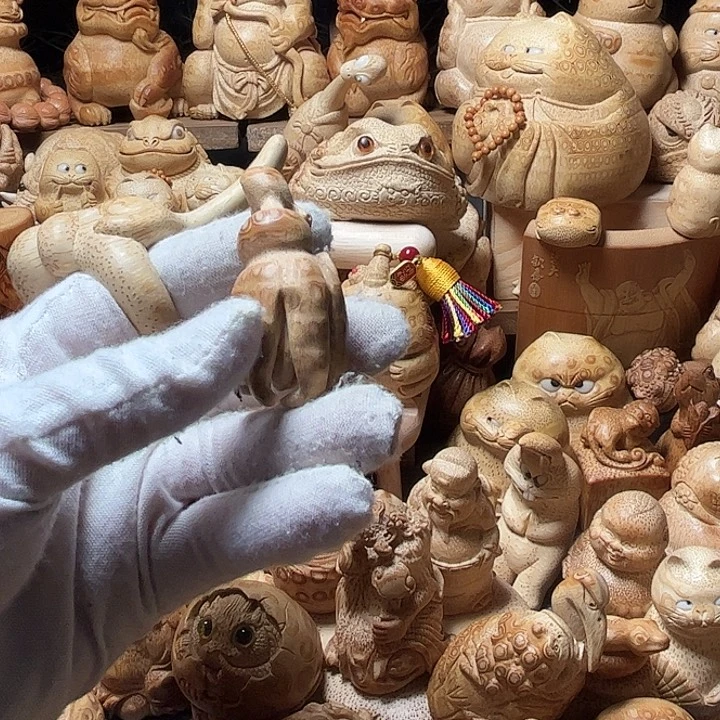 竹根雕佛手瓜盘玩