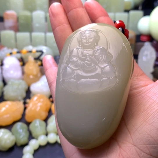 石材方解石手把件