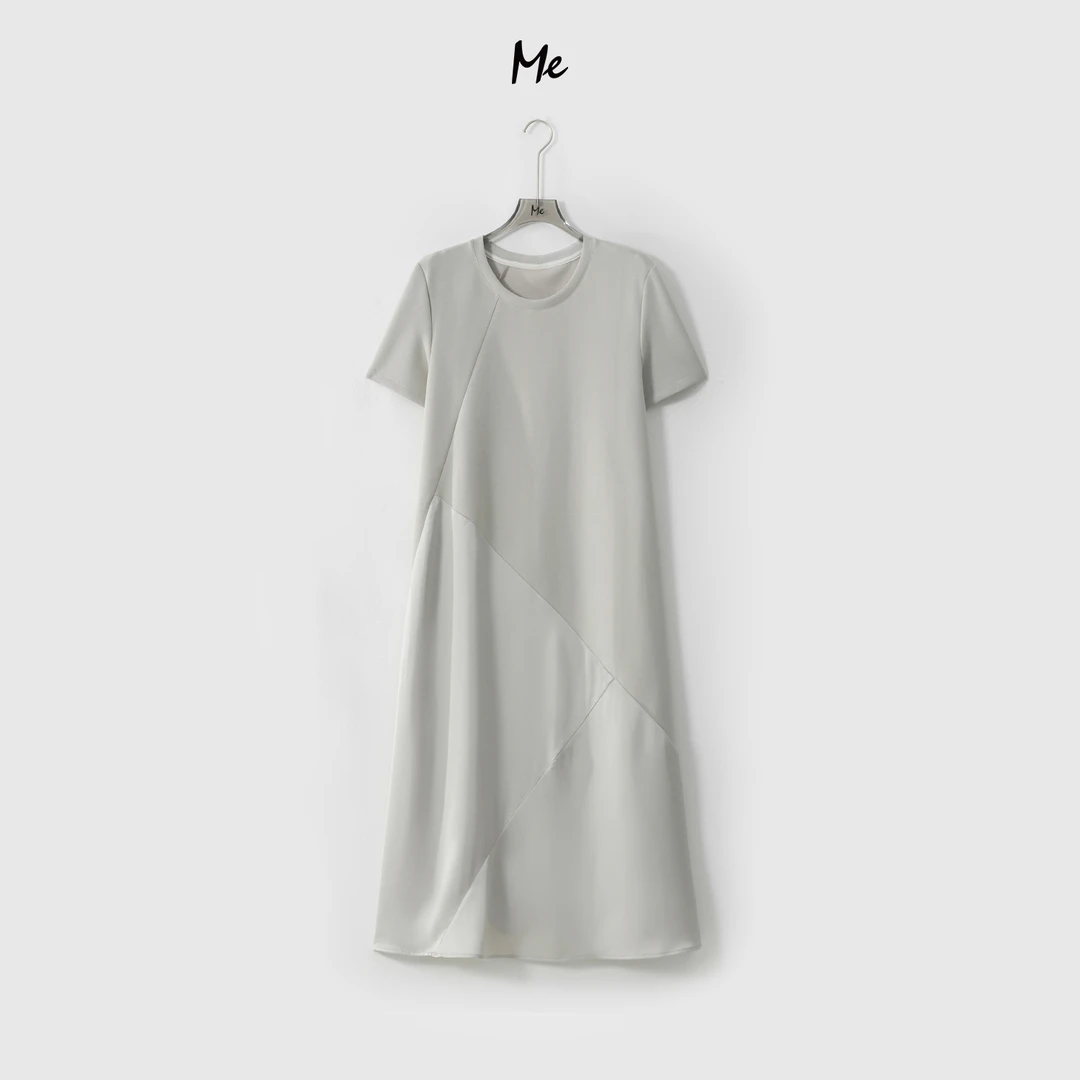 ME【波光拼图裙】极简老钱拼接设计长裙显瘦时尚休闲连衣裙MESS6096
