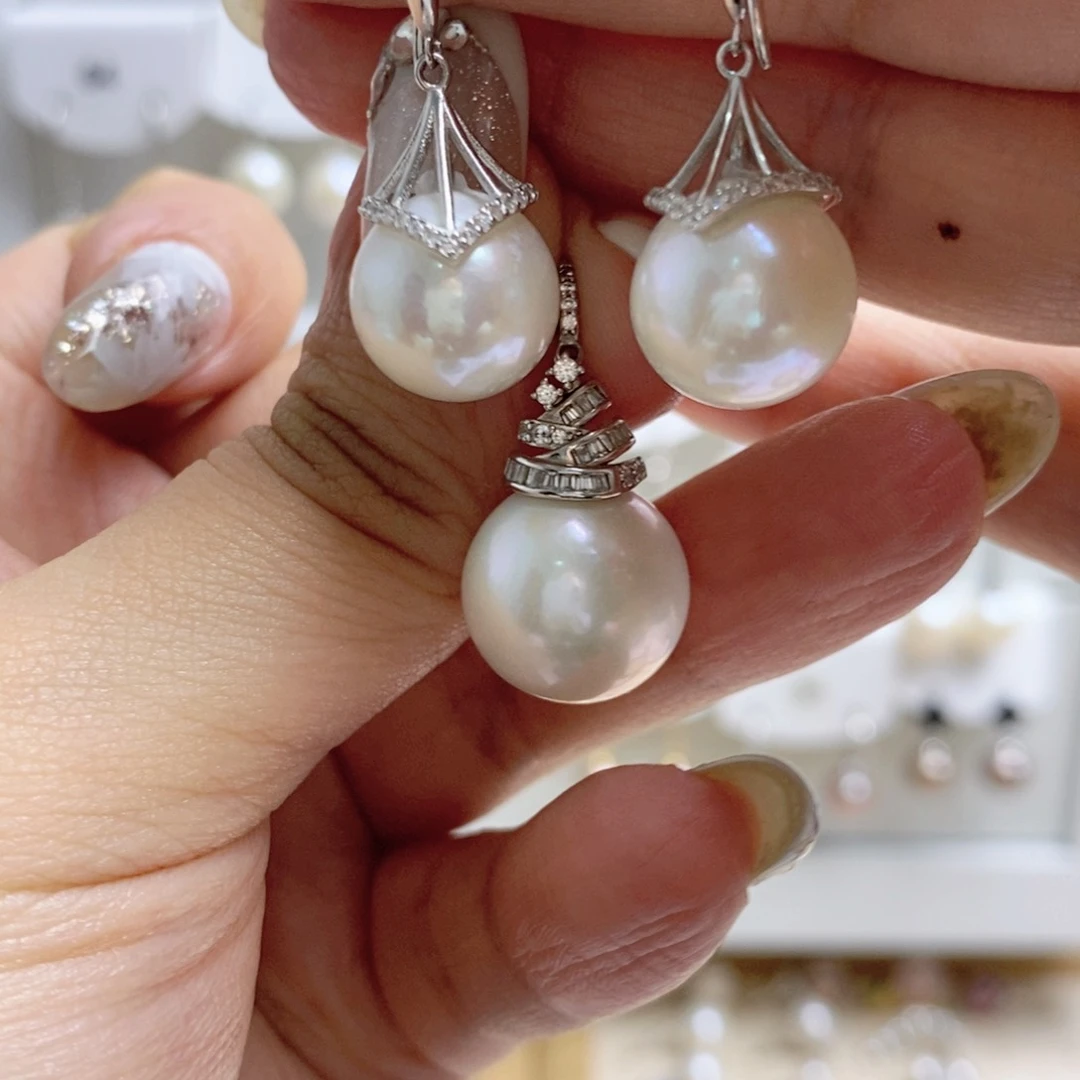 银S925镶嵌淡水珍珠耳饰欧*林