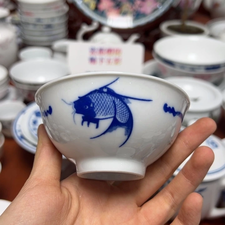 醴陵高温老厂瓷釉下9.5厘米茶碗