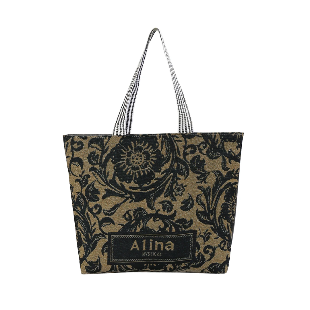 大容量帆布包新款休闲通勤托特包大容量潮流便携女士单肩包