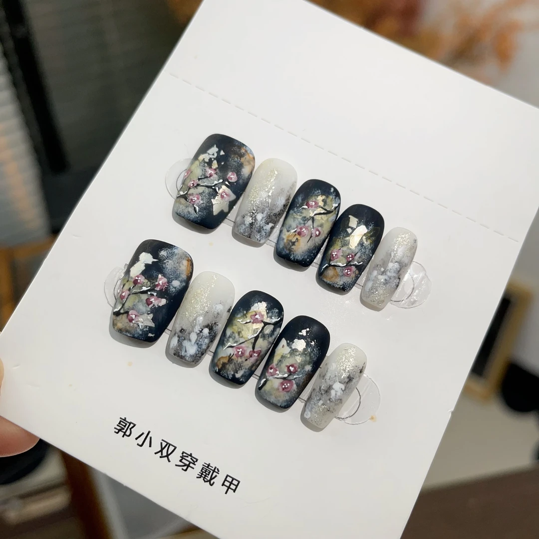 郭小双穿戴甲【梅见月】手绘水彩版10片盒装S21603