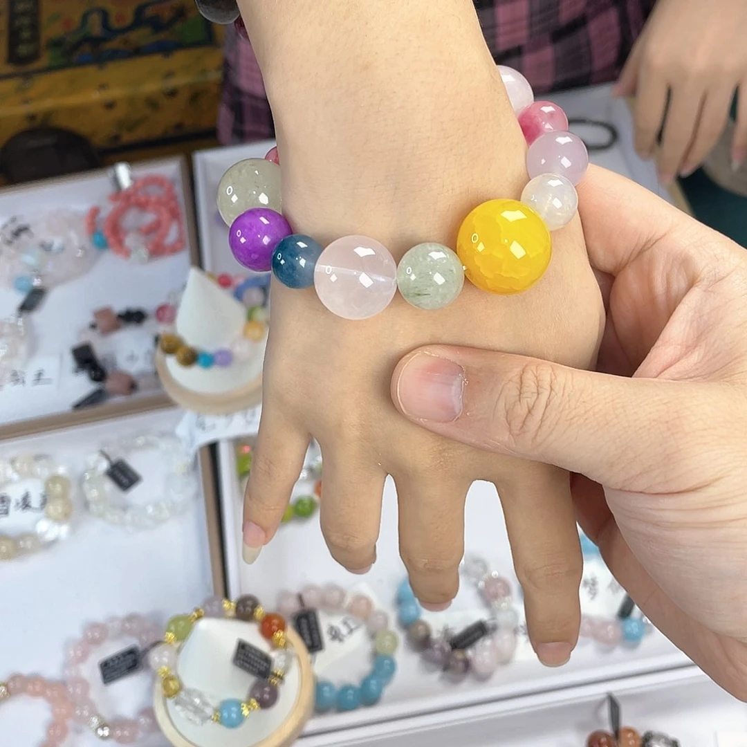 水晶手链银S925镀金镶嵌