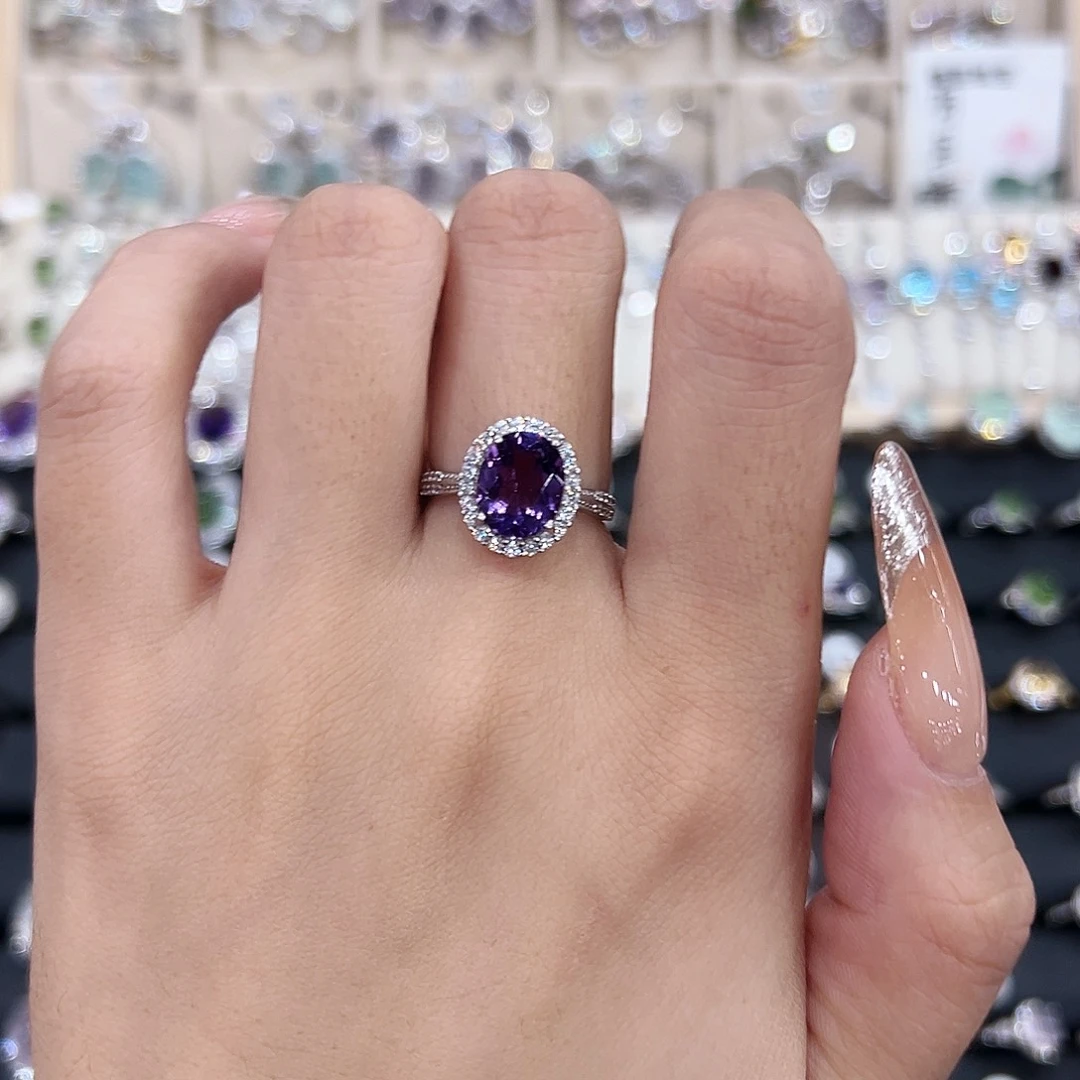 紫晶银S925镶嵌戒指