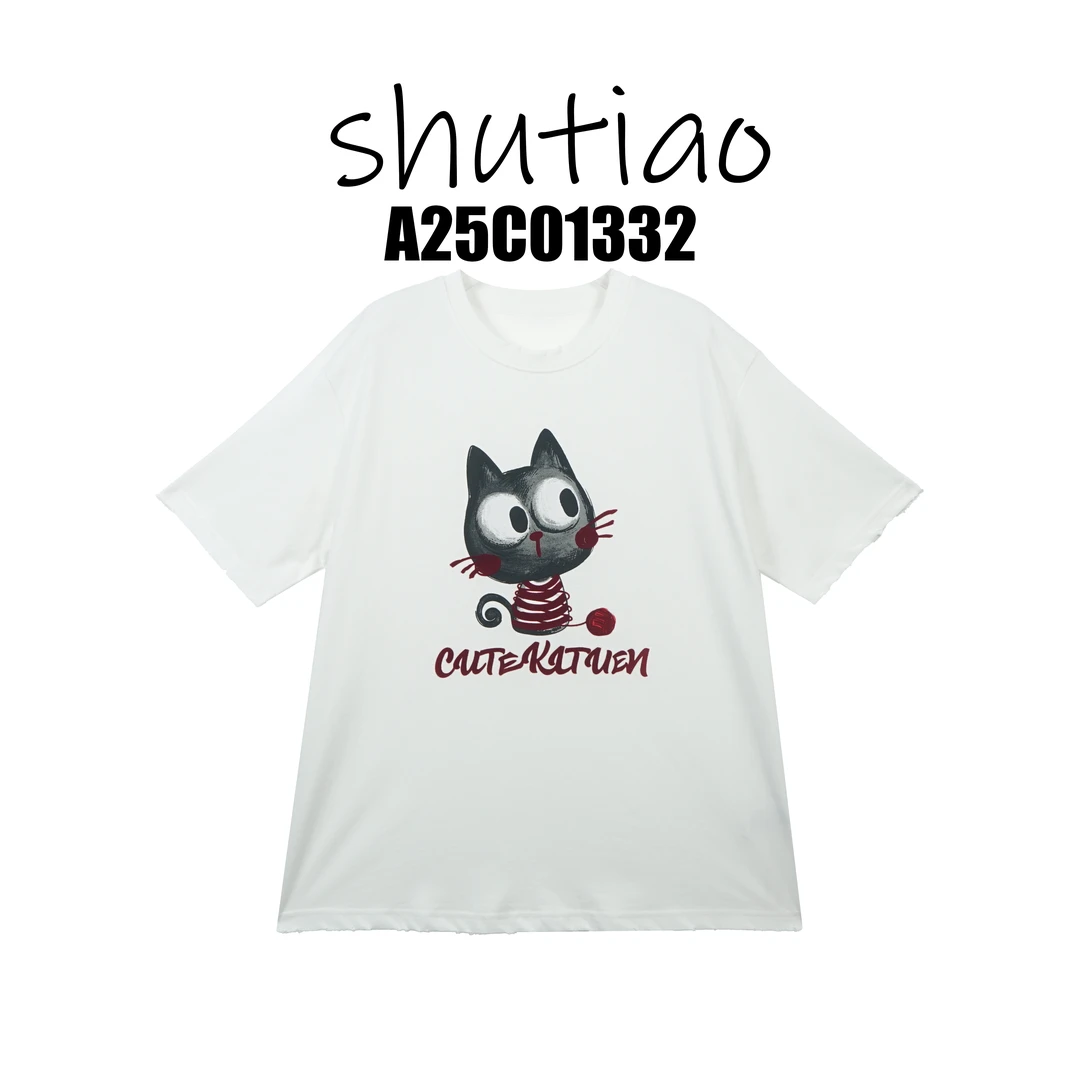 【SHUTIAO】2025夏季：新款小众设计款T恤A25C01332