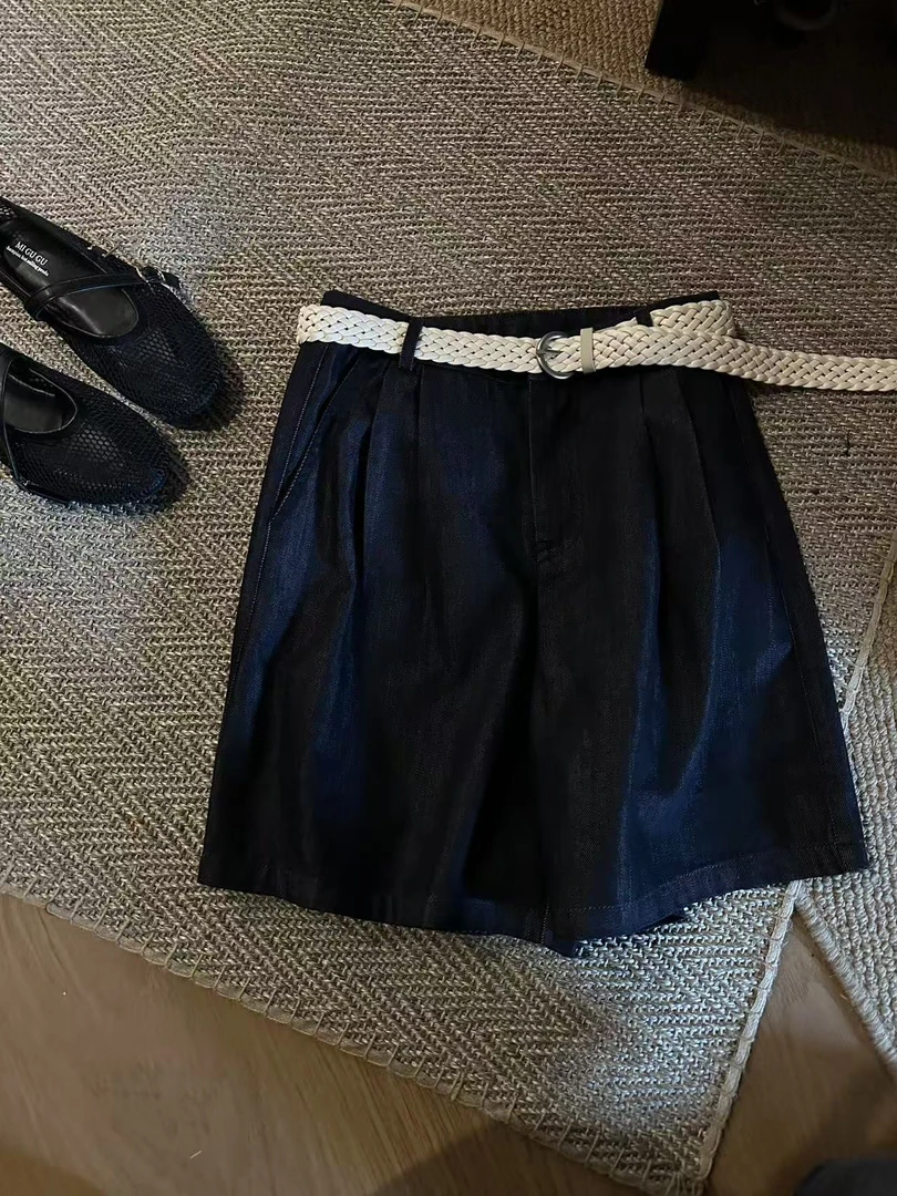 ZCANAL.高品质洗水普兰色丝丝棉牛仔短裤