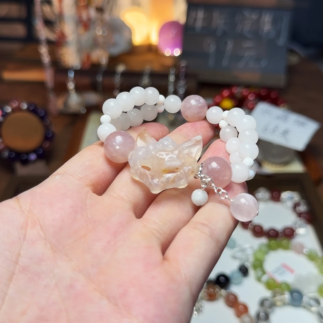水晶手链合金O*Z粉色狐狸面具手串