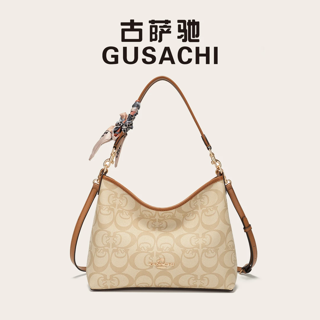 GUSACHI/古萨驰品牌女包2025新款流浪包单肩斜挎包金标大标BL8083