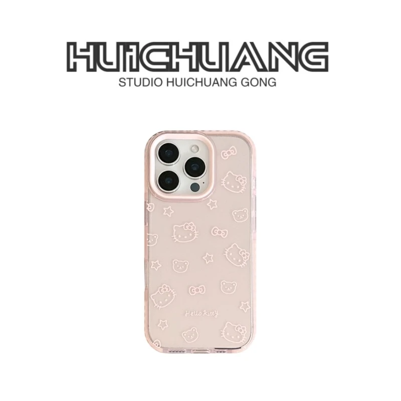 ins风透明线条猫咪iPhone16苹果15手机壳适用14pro安全套手机壳