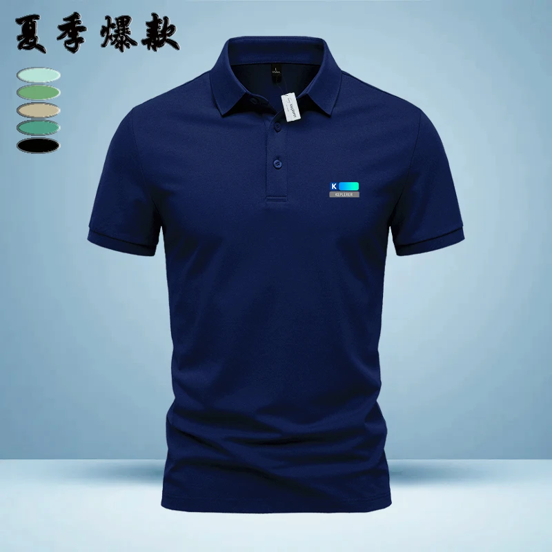 春夏季热销时尚男士翻领t恤高端重磅爆款印花日常百搭修身polo衫