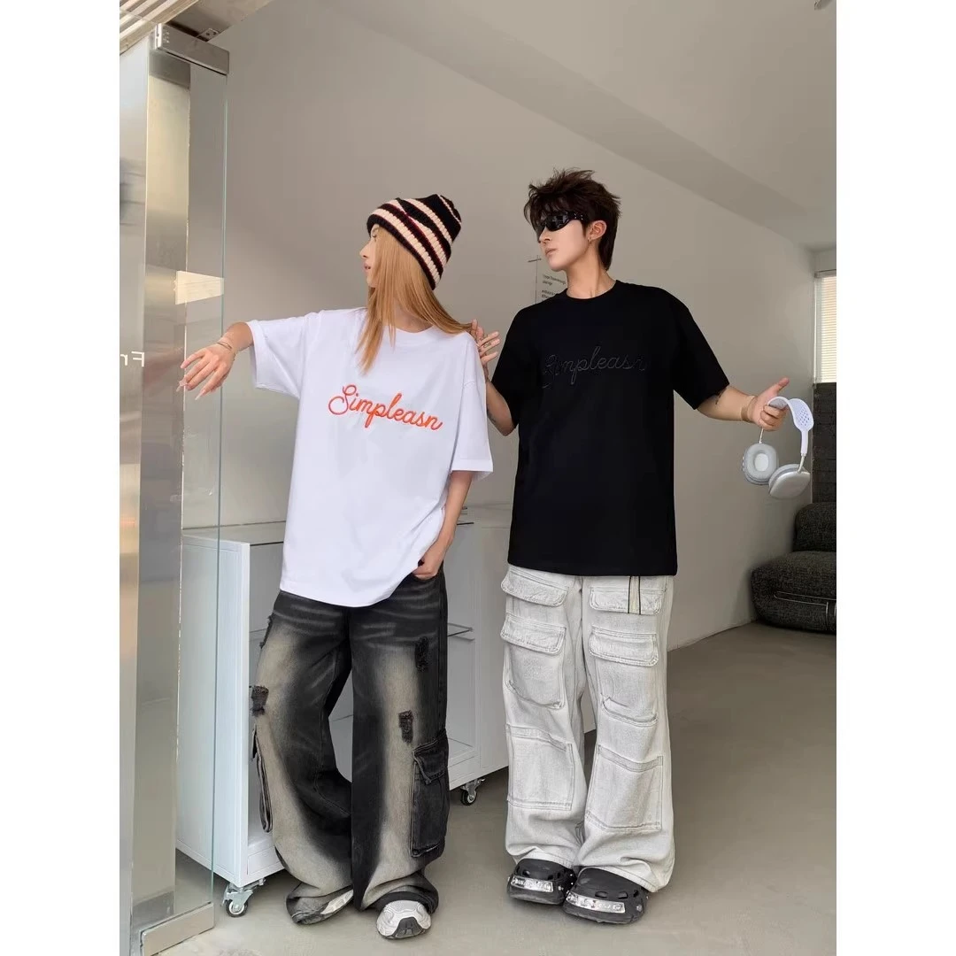 【28号链接】夏季重磅印花美式纯棉潮牌T恤短袖宽松休闲风情侣款