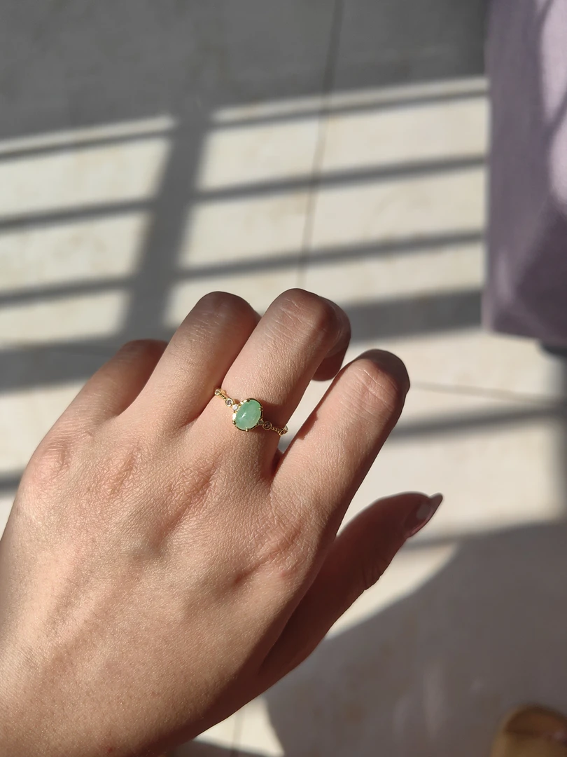 天然A货翡翠S925银镶嵌戒指