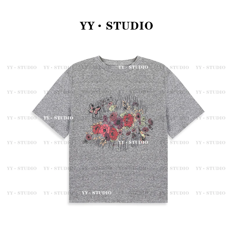 【YANYAN】蝴蝶花印花短袖百搭夏季上衣T恤YY-1134休闲裤女