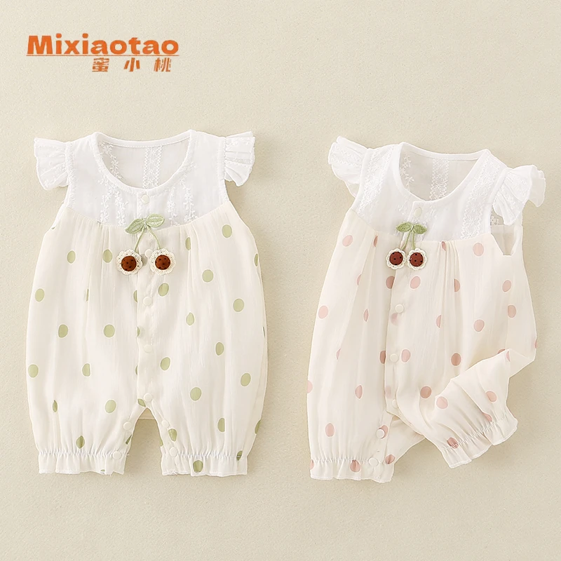 夏款童年无袖闭档哈衣连体衣外出服哈衣宝宝婴儿儿童衣服清凉