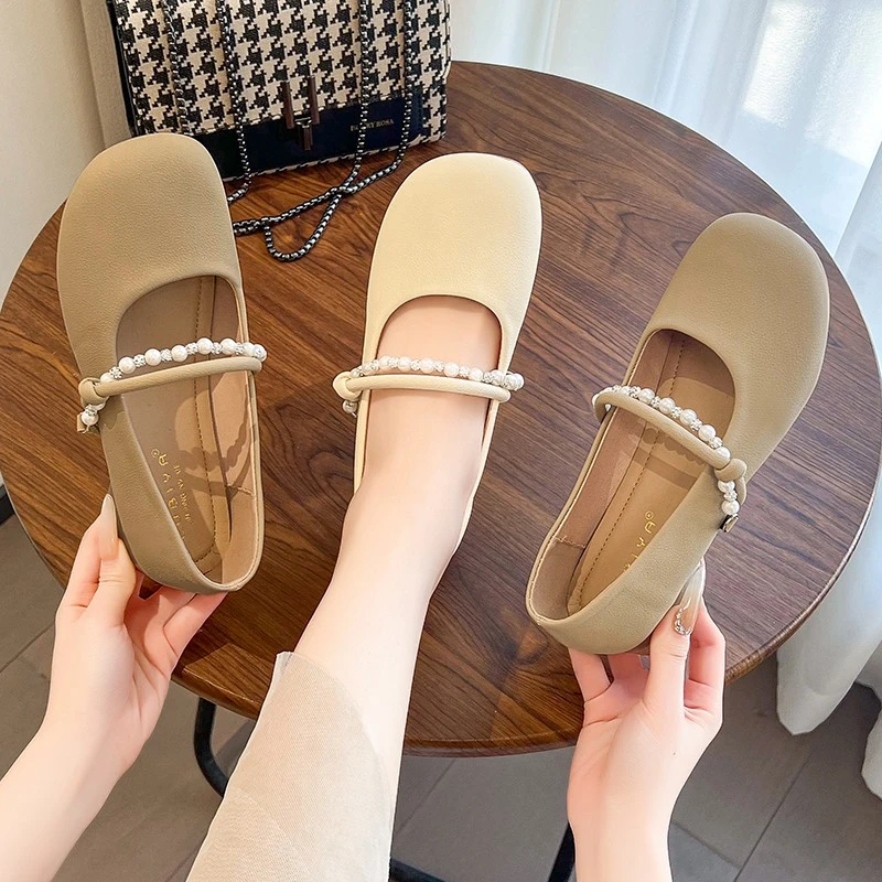 白色夏季单鞋女2025新款春夏配裙子软底低跟法式浅口玛丽珍奶奶鞋