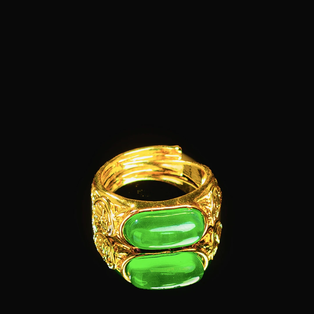 {广州展会陈会长甄选｝Jzct01精美时尚 绿色马鞍戒指