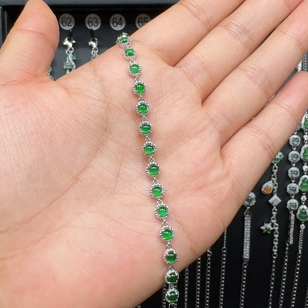 翡翠银S925镶嵌手链