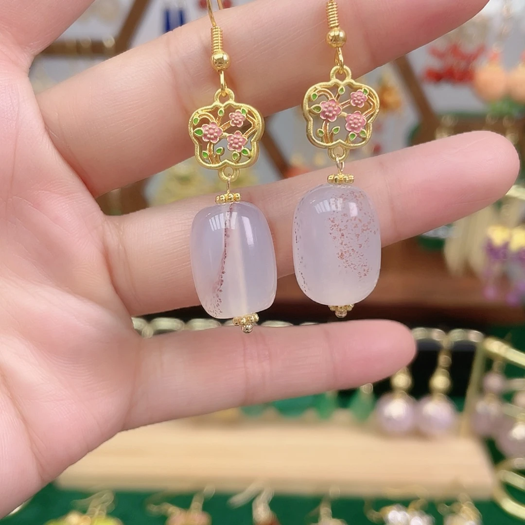 玛瑙/玉髓合金耳饰