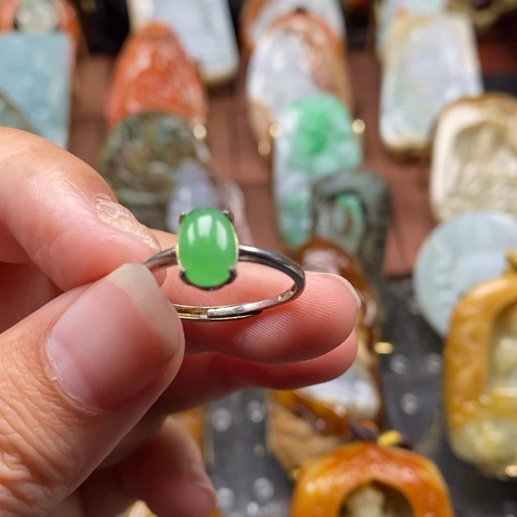 【闪购商品】颈饰银S925镶嵌翡翠喜**橙戒面