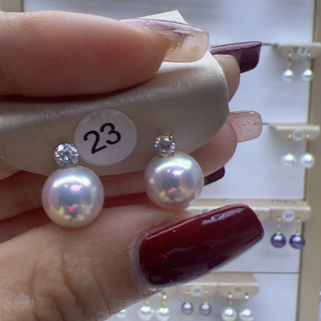 淡水珍珠耳饰18K金镶嵌