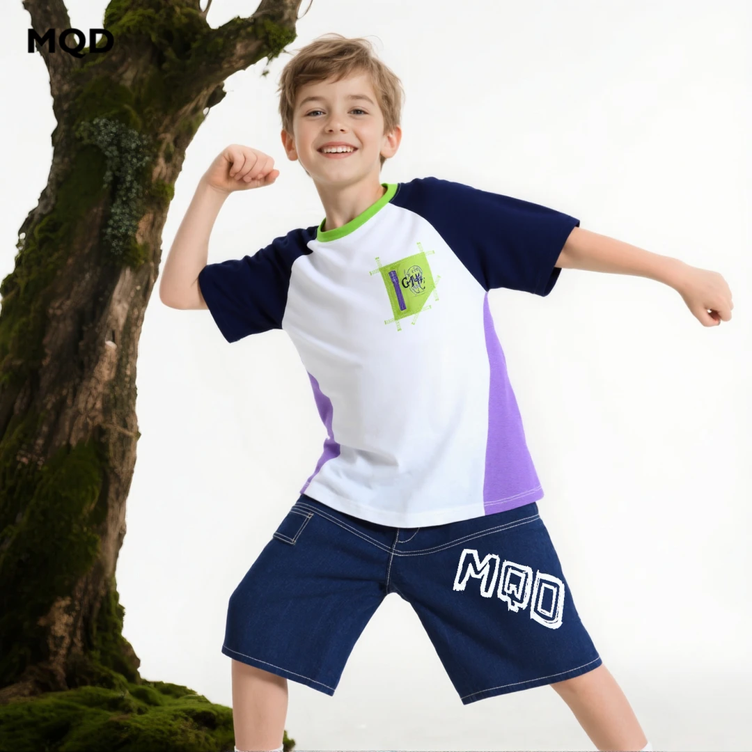 MQD童装男大童25夏季潮酷运动休闲圆领短袖T恤MM25210314