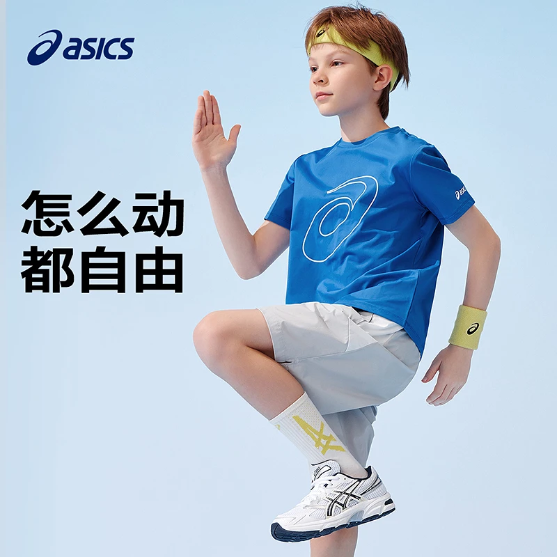 ASICS亚瑟士童装2025夏新款吸湿速干弹力圆领运动T恤332251172404