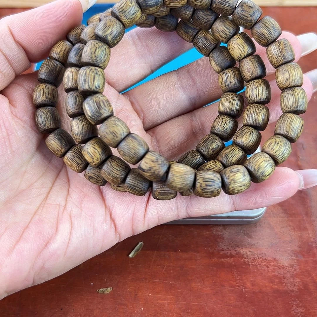 沉香沉香碎屑卡8鼓珠单圈5g金沙叶